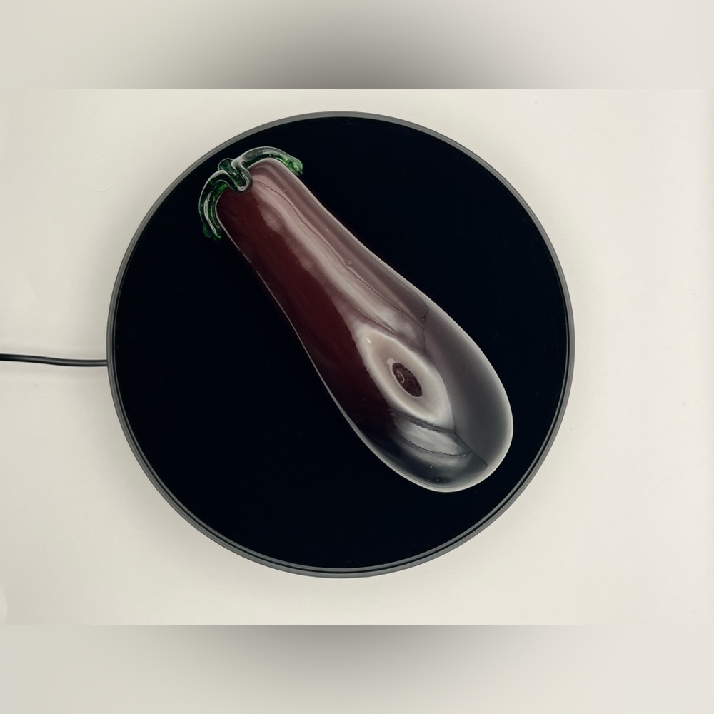 Blown Art Glass Eggplant Vintage Murano Style